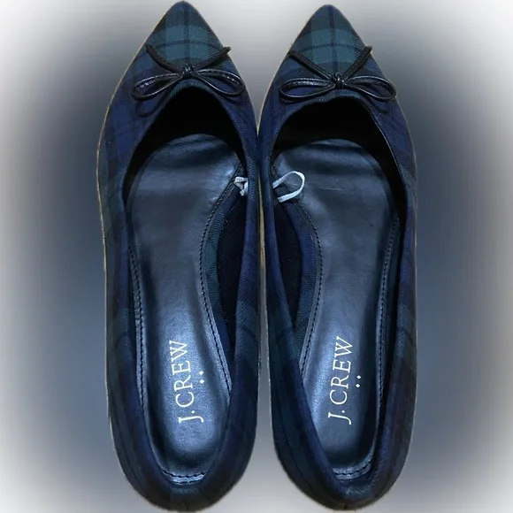J Crew Black Watch Plaid Pointed
Toe Bow Flats - Picture 5 of 6